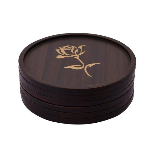 Gulab Coasters Round  wood(set of 6)